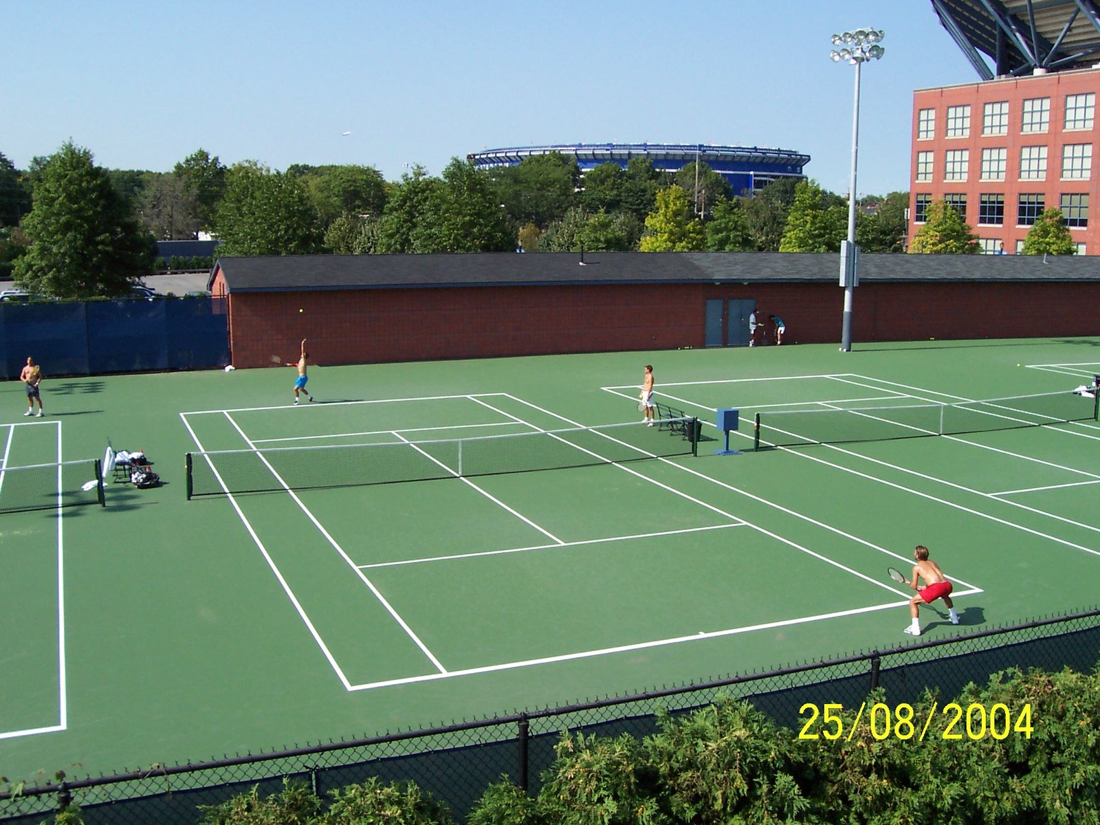 Empty tennis practice courts